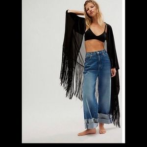 Free People Velvet/Fringe Duster